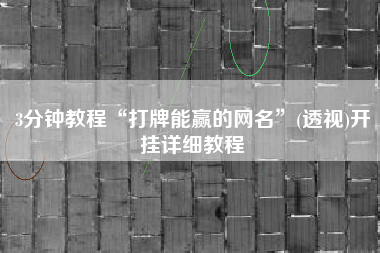 3分钟教程“打牌能赢的网名”(透视)开挂详细教程