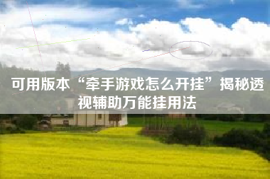 可用版本“牵手游戏怎么开挂”揭秘透视辅助万能挂用法
