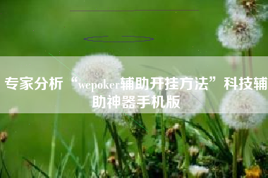 专家分析“wepoker辅助开挂方法”科技辅助神器手机版