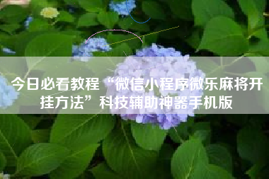 今日必看教程“微信小程序微乐麻将开挂方法”科技辅助神器手机版