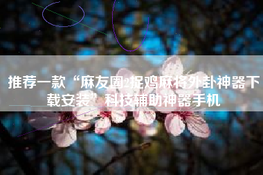 推荐一款“麻友圈2捉鸡麻将外卦神器下载安装”科技辅助神器手机