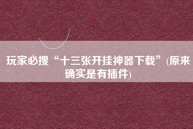 玩家必搜“十三张开挂神器下载”(原来确实是有插件)