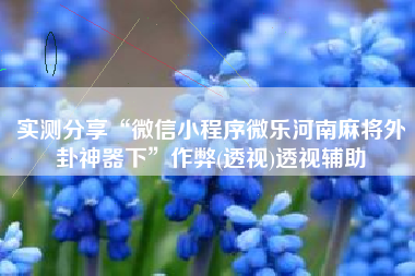 实测分享“微信小程序微乐河南麻将外卦神器下”作弊(透视)透视辅助