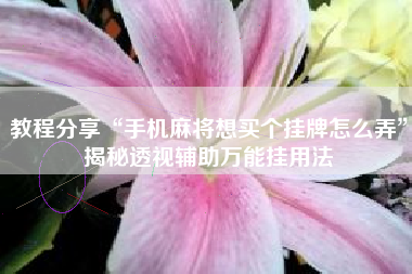 教程分享“手机麻将想买个挂牌怎么弄”揭秘透视辅助万能挂用法