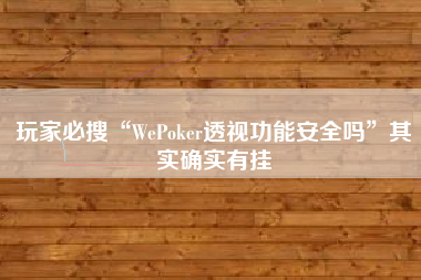 玩家必搜“WePoker透视功能安全吗”其实确实有挂