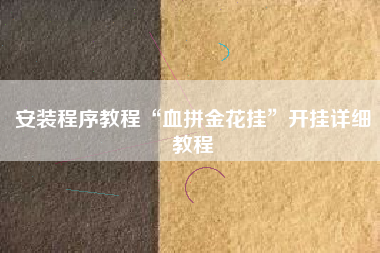安装程序教程“血拼金花挂”开挂详细教程