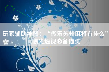 玩家辅助神器：“微乐苏州麻将有挂么”(曝光透视必备猫腻