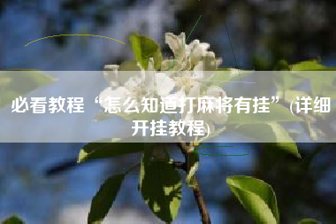 必看教程“怎么知道打麻将有挂”(详细开挂教程)