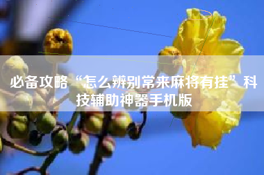 必备攻略“怎么辨别常来麻将有挂”科技辅助神器手机版