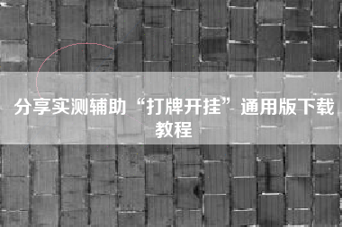 分享实测辅助“打牌开挂”通用版下载教程