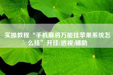 实操教程“手机麻将万能挂苹果系统怎么挂”开挂(透视)辅助