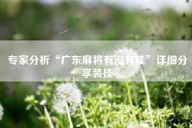 专家分析“广东麻将有没有挂”详细分享装挂