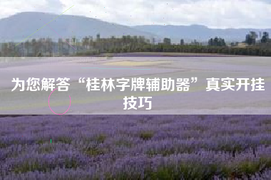 为您解答“桂林字牌辅助器”真实开挂技巧