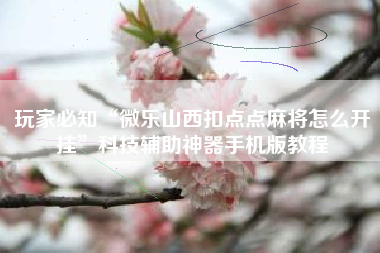 玩家必知“微乐山西扣点点麻将怎么开挂”科技辅助神器手机版教程