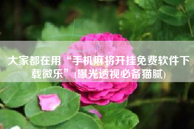 大家都在用“手机麻将开挂免费软件下载微乐”(曝光透视必备猫腻)