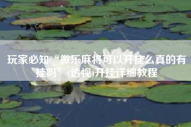 玩家必知“微乐麻将可以开挂么真的有挂吗”(透视)开挂详细教程