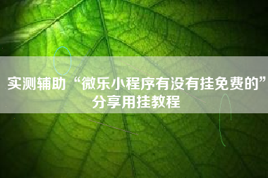 实测辅助“微乐小程序有没有挂免费的”分享用挂教程