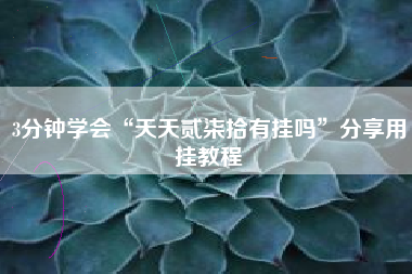 3分钟学会“天天贰柒拾有挂吗”分享用挂教程